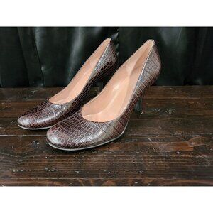 EUC Franco Sarto Galley Brown Leather Croc Embossed/Sz. 8.5M